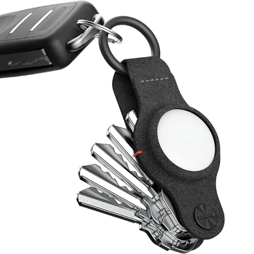 KeySmart AirTag Keychain Key Holder, Compatible with Apple AirTag Holder, Key Organizer Keychains, Case for Air Tag Key Chain, Key Ring - (Up to 5 Keys, Black...