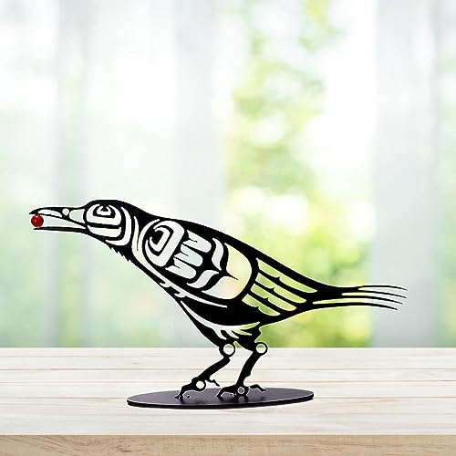 ANGGREK Metal Crow Figurine Crow Statue Decorazioni Vintage Ghisa Ornamento da Giardino Esterno Interno con Design Artistico per Dono dell'ufficio di Casa 28 Cm (1)