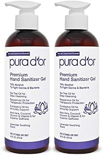 PURA D'OR Hand Sanitizer Gel LAVENDER Scent 2 PACK-16oz = 32oz Total. 70%