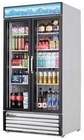 Everest EMSGR48B 53-1/8" 2-Door Commercial Reach-in Glass Merchandiser Upright Display Refrigerator for Convenience Grocery Store | 448 20 oz Bottle, 50 Cu Ft Capacity | 8-Shelf, Black, 115V, NSF