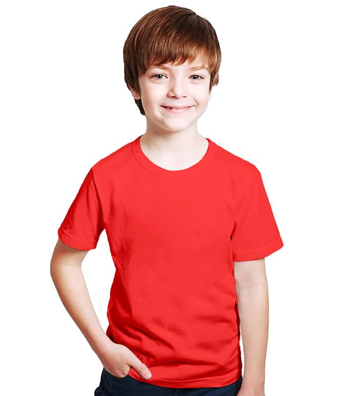 Image of XENOVAURBAN Kids Unisex Solid Round Neck Cotton T-Shirt - P