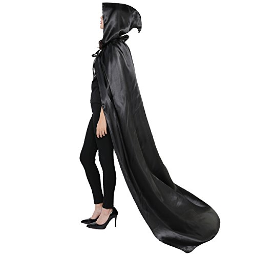 Westlink Cloak With Hood Costume Hooded Cape Cosplay For Men Women Kids (Black, M) #TOP2