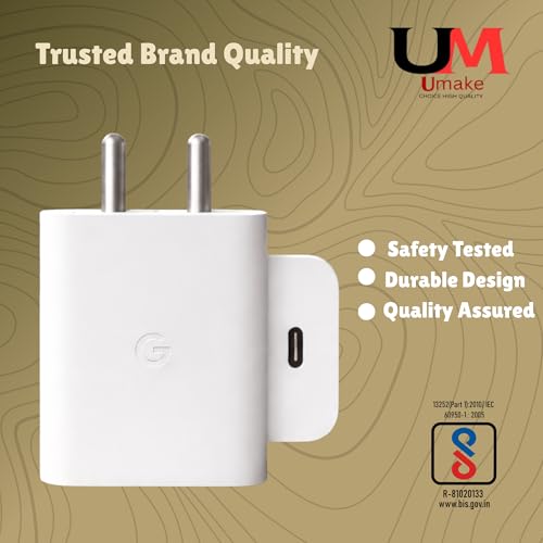 Image of Umake 30W Original C-Type Power Fast Adapter Compatible with Google 10 /10 Pro /9A /9 Pro XL /9 Pro /8 Pro /8 /8a /7 Pro /7A /3A Pro -Tablet /Chromebook Support 30 W USB C Devices Quick Charge BIS Certified