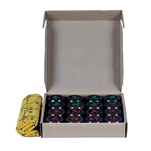 Jeu d'échecs chinois Xiangqi noir avec plateau en cuir de 6cm pour 2 joueurs