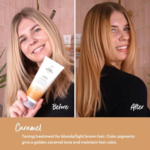 Four Reasons Color Mask - Caramel - (27 Colors) Toning Treatment, Color Depositing Conditioner, Tone & Enhance Color-Treated Hair - Semi Permanent Hair Dye, Vegan and Cruelty-Free, 6.76 fl oz