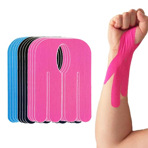 Kinesiology Tape for Wrist Precut, 12pc Waterproof & Breathable Bowling Wrist Tapes, Hypoallergenic Latex-Free Elastic Athletic Tape for Carpal Tunnel, Sports Joints Muscle Support.(Mix)