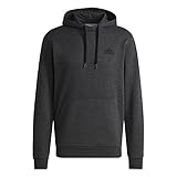adidas Men's Essentials Fleece Hoodie, Dark Grey Heather/Black, Small