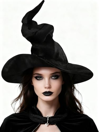XinblueCo Wicked Witch Hat for Women,Halloween Witch Cap for Cosp...