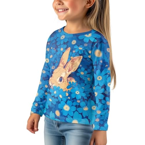 Image of Girls Cartoon Print Long Sleeve Graphic Tee Casual Crew Neck T-Shirts for 3-16 Years Little Girls