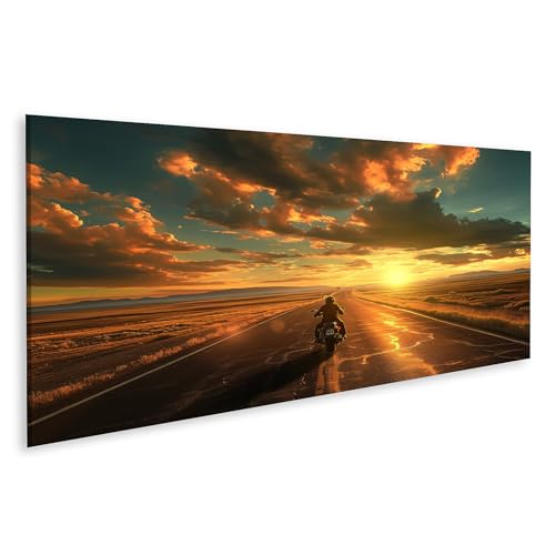 islandburner Quadro su tela tramonto moto giro attraverso il paesaggio aperto per soggiorno appassionati di moto Harley-Davidson Store immagini murali poster