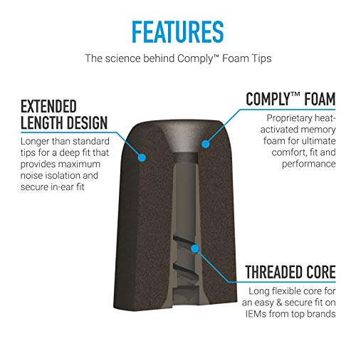 Image of Comply Foam Premium Earphone Tips - Professional P-Series (Medium, Platinum, 3-Pair)