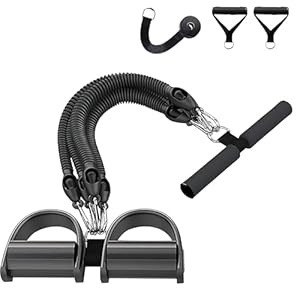 FUNFLEX Widerstandsband Set 45kg Sit-Up Trainingsgerät mit Gummigriffen, Fußpedal und Türanker - Fitness Expander für Zuhause, Home Gym, Muskeltraining, Krafttraining, Resistance Band System