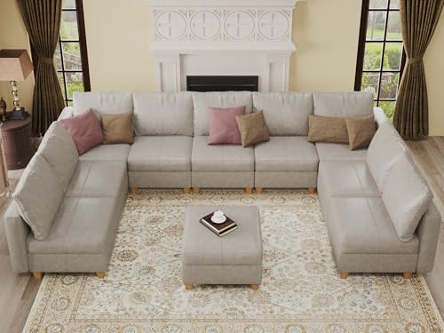 EASE MOOSE Faux Leather Sectional Sofa,U Shaped Modular Sectional Sofa