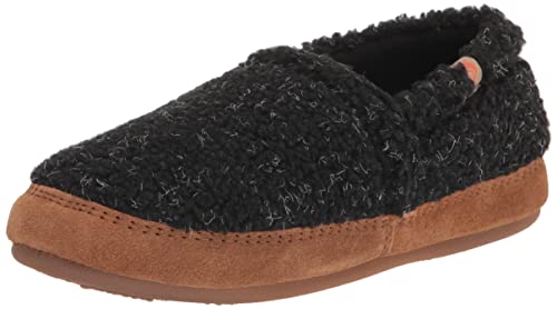 Image of Acorn Soft & Cozy House Slippers for Women - Fleece Lining, Suede Rand, Rubber Sole, Cloud Cushion for Indoor/Outdoor, Recycled - Black, 8-9