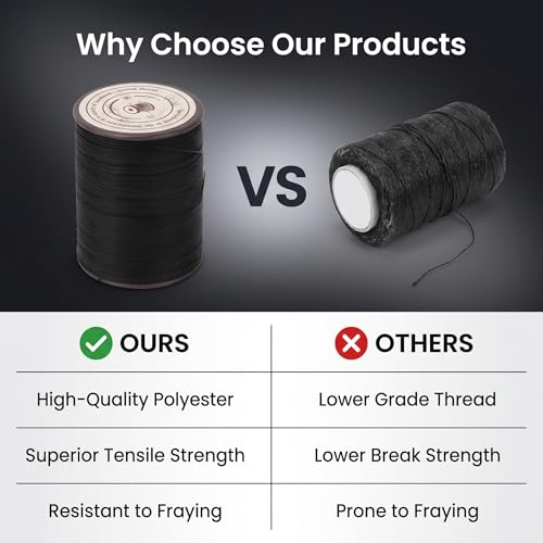 Hilo encerado de poliéster para coser cuero, rollo de 160 m con colores surtidos para zapatos, carteras y manualidades, hilo resistente para coser a mano para artesanos del cuero miniatura 5