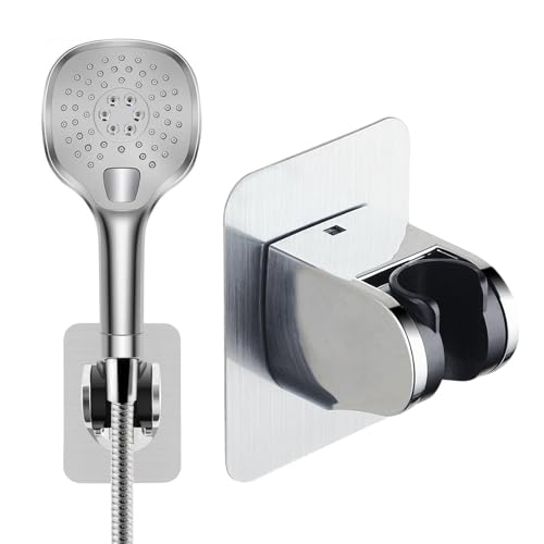 Handbrausehalter ohne Bohren, Universal Wandmontage 45° einstellbare Neigung Duschkopfhalter mit extra starkem Klebepad, für Wand, Bad, Toilette