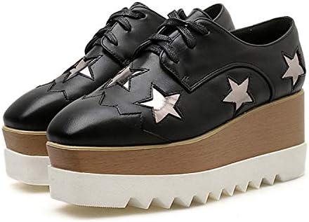 Amazon その他ブランド 厚底 レースアップシューズ シャークソール プラットフォームシューズ スター 星型 レディース Nxl0436 38 24 0cm ブラックシルバー Other Brand その他ブランド スニーカー