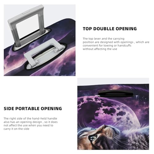 Purple Moon Cat For Travel Luggage Cover Suitcase Protector Fits 18-32 Inch Travel Luggage Protector Elastic Luggage Anti-Scratch Suitcase Cover3
