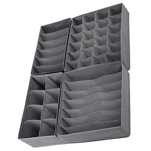 VOSAREA 4pcs Fabric Underwear Drawer Organizer Foldable Storage Boxes for Socks and Underwear Deep Closet Dividers for Efficient Clothing Storage