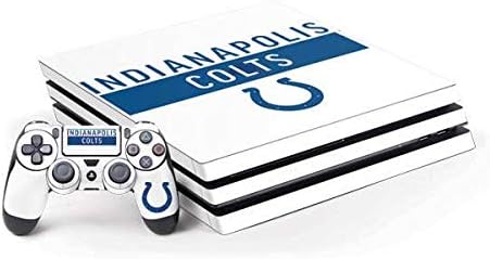 Skinit Decal Gaming Skin Compatible with PS4 Pro Console and Controller Bundle - Officially Licensed NFL Indianapolis Colts White Performance Series Design