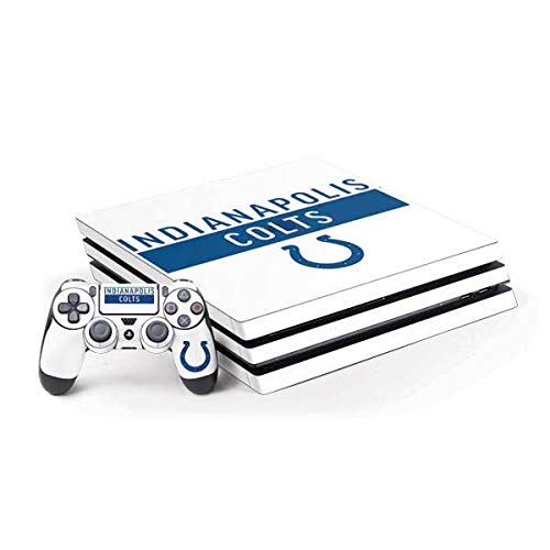 Skinit Decal Gaming Skin Compatible with PS4 Pro Console and Controller Bundle - Officially Licensed NFL Indianapolis Colts White Performance Series Design