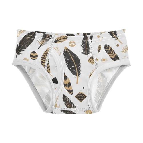 Gold Black Feathers Pattern Boys Toddler Soft Kids Underwear Breathable Undies