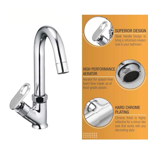 Image of ESOW Kitchen Drinking Water Faucet, 100% Stainless Steel, Swan Neck Tap Basin | Sink Faucet 360 Swivel | Table Top Pillar Cock | Tap Sink for Home, Bathroom & Office (Alive)