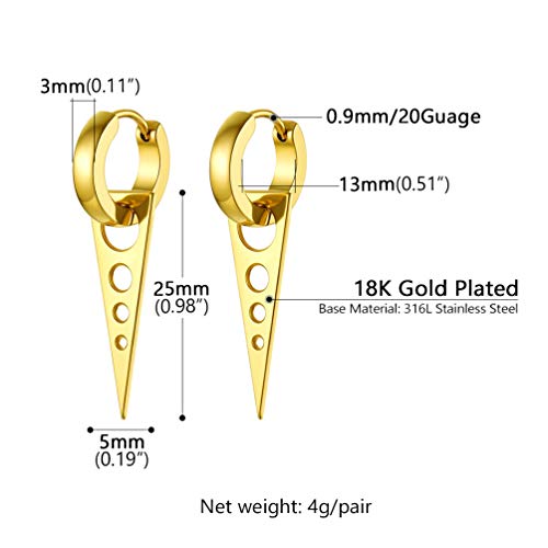 Gold Earrings For Men Hoop Man Guy Kpop Dagger Edgy Triangle Huggie Earrings With Dangle Dangling Earrings Earings Men #TOP5