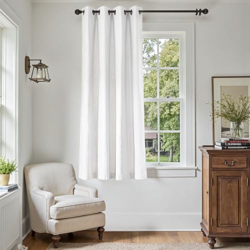 jinchan Linen Textured Room Darkening Curtain 63 Inch Length for Bedroom Living Room Thermal Insulated Grommet Top Window Drape 52" W x 63" L Black 1