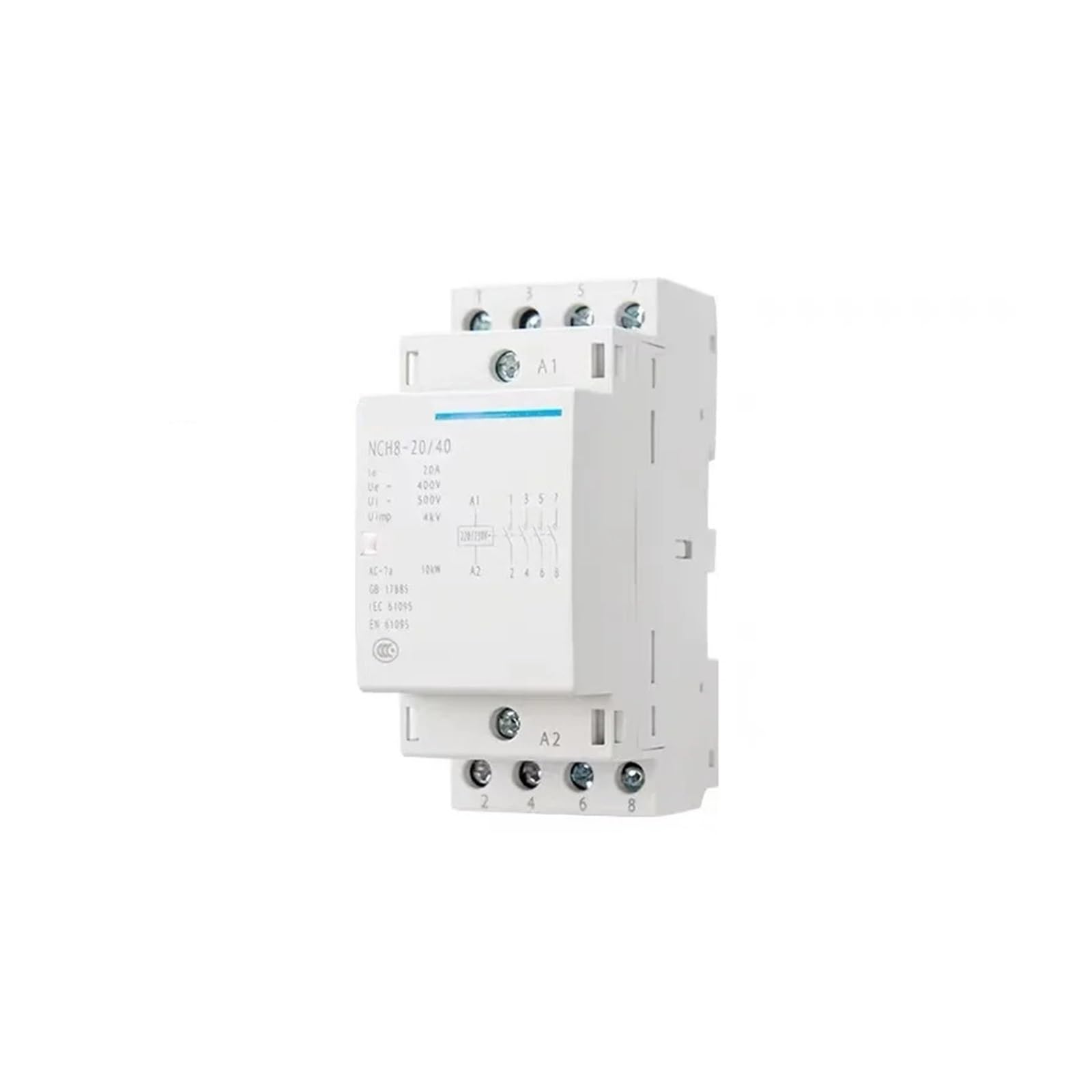 Contactor Modular de CA for el hogar, 220V, 230V, 400V | 20A, 25A, 40A, 63A, 1NO, 1NC, 2NO, 2NC, 4NO, NCH8 2, cuatro fases(NCH8-40,4NO)