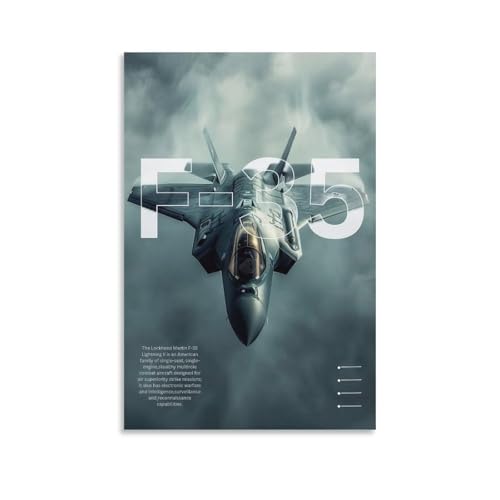 JHXNJDPOST Modern Military Aircraft Poster F-35 Lightning II Fighter Jet