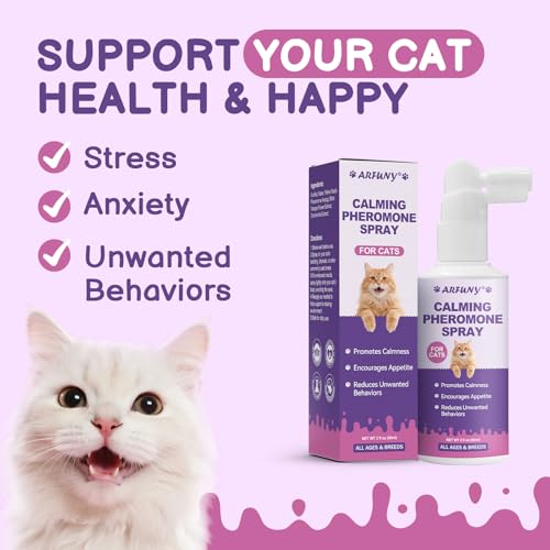 Cat Calming Spray - Reduces Stress & Anxiety - Cat Pheromone Spray with Natural Ingredients - Reduce Scratching, Fighting, Peeing, Marking - for Home, Travel, Grooming, Vet Visits - 60ML Spray - Image 4