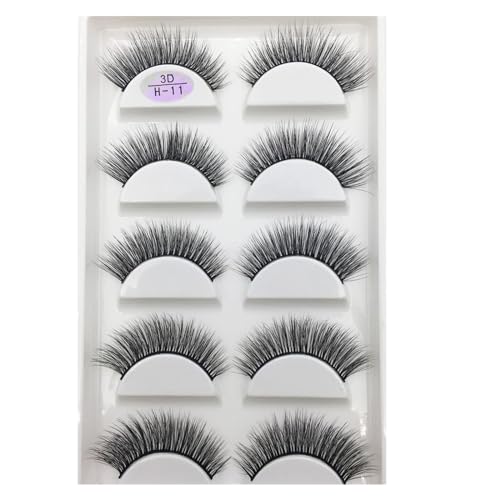 UAMOU 10/50 cajas de 5 pares de pestañas postizas de visón 3D, pelo Natural cruzado, maquillaje largo y desordenado, extensión de pestañas postizas, maquillaje de pestañas postizas Cheerfully (Color