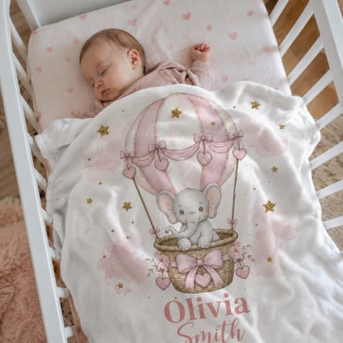 Image of Personalized Baby Blanket for Girls, Custom Nursery Blanket with Name, 30 x 40 Inch Soft Minky Blanket for Baby Toddlers, Newborn Print 11