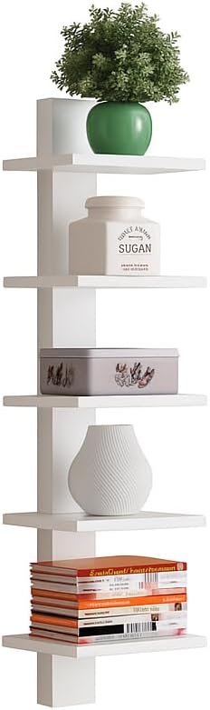 Proman Products WM17261 Mounted Spine Bookshelf,Wall Mounted Shelves, Spine Book Tower Decor, 8" D x 9.5" W x 37" H, Clear Acrylic