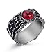 Elfasio Men Stainless Steel Rings Red The Devil Eye Gothic Eyes of Hell Demon Biker Vintage Jewelry Size 8-15