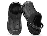 Pyrathon Zuecos Invierno de Mujer Clasico EVA con Forro Pantuflas Caliente Negro 38EU