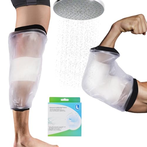 JUNUNDJING Wiederverwendbarer Cast PICC Line Gipsschutz Wasserdicht, Knieschutz für Dusche, Duschschutz Bein Fuß, Duschschutz Arm, für Knieersatz Operationen Ellboge Arm, 40 x 28 cm, Größe L