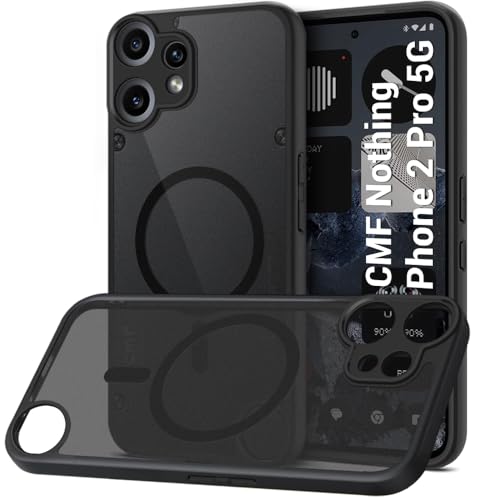 Image of TheGiftKart Hybrid Shockproof Back Cover Case for CMF By Nothing Phone 2 Pro 5G Compatible with MagSafe | Hard Cover for Nothing CMF Phone 2 Pro (PC & TPU, Translucent Smoke Matte Back, Black Sides)