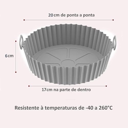 ZYNEX - Kit 2 Cestas de Silicone para Air Fryer, Antiaderente 20 cm - Forma Cesto Reutilizável de Fr