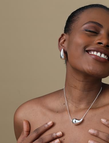 Teardrop Necklace Earrings Jewelry Set for Women, Dupes Drop Dainty 14k Gold Plated Water Hypoallergenic Pendant Necklace