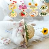 Selena Straw Hat for Cat Puppy Dog Cute Mini Bow Strawberry Sunflower Bamboo Dragonfly Hat Pet Costume Apparel (Small,Chick)