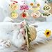 Selena Straw Hat for Dog Cat Puppy Cute Mini Bow Strawberry Sunflower Bamboo Dragonfly Hat Pet Costume Apparel (X-Small,Colored Pom Pom)