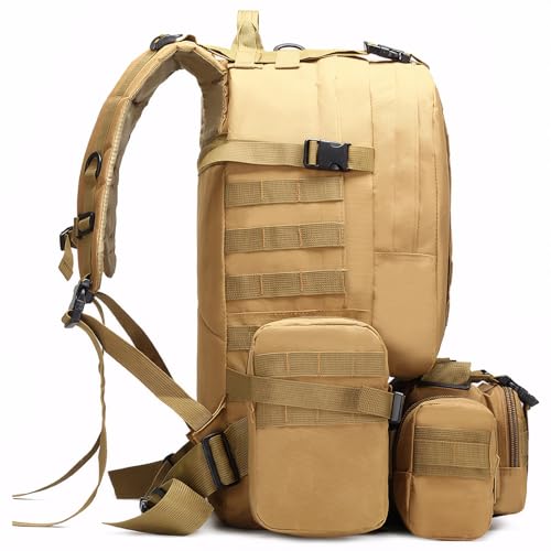 Military Tactical Backpack for Men 60L Waterproof Bug Out Bag Survival Rucksack Go Bag Emergency Molle System Army 3 Day Assault Pack for Hiking Hunting Camping Tan - Image 5