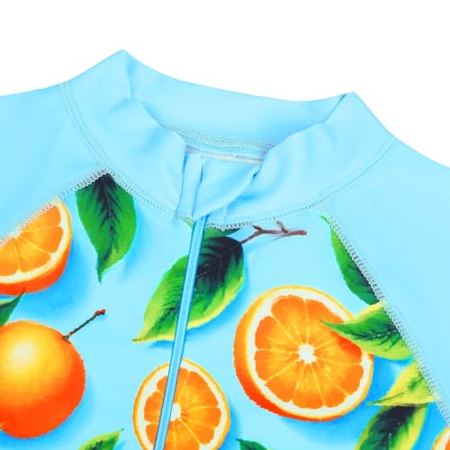Image of TFJH E Short Sleeve Girls Swimsuits UV 50+ One Pieces Zipper 2-14Y | From beach vacations and pool parties to cruises and water parks, this colorful floral swimsuit is her summer favorite