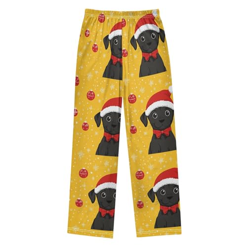 Funny Black Dog Boys Pants Boys Athletic Pants Long Pant for Boywith Pockets Wide-Leg Size 6-14Y2