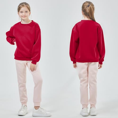 Silkfly 3 Pack Children Long Sleeve Fleece Sweatshirt Crew Neck Pullover Sport Solid Tops for Boys Girls2