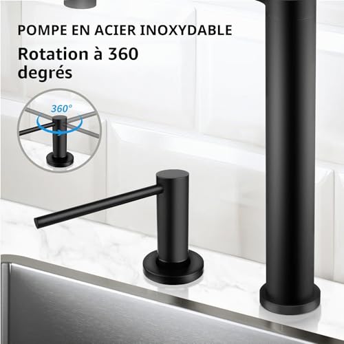 Distributeur savon encastrable noir inox 500ml AIKE