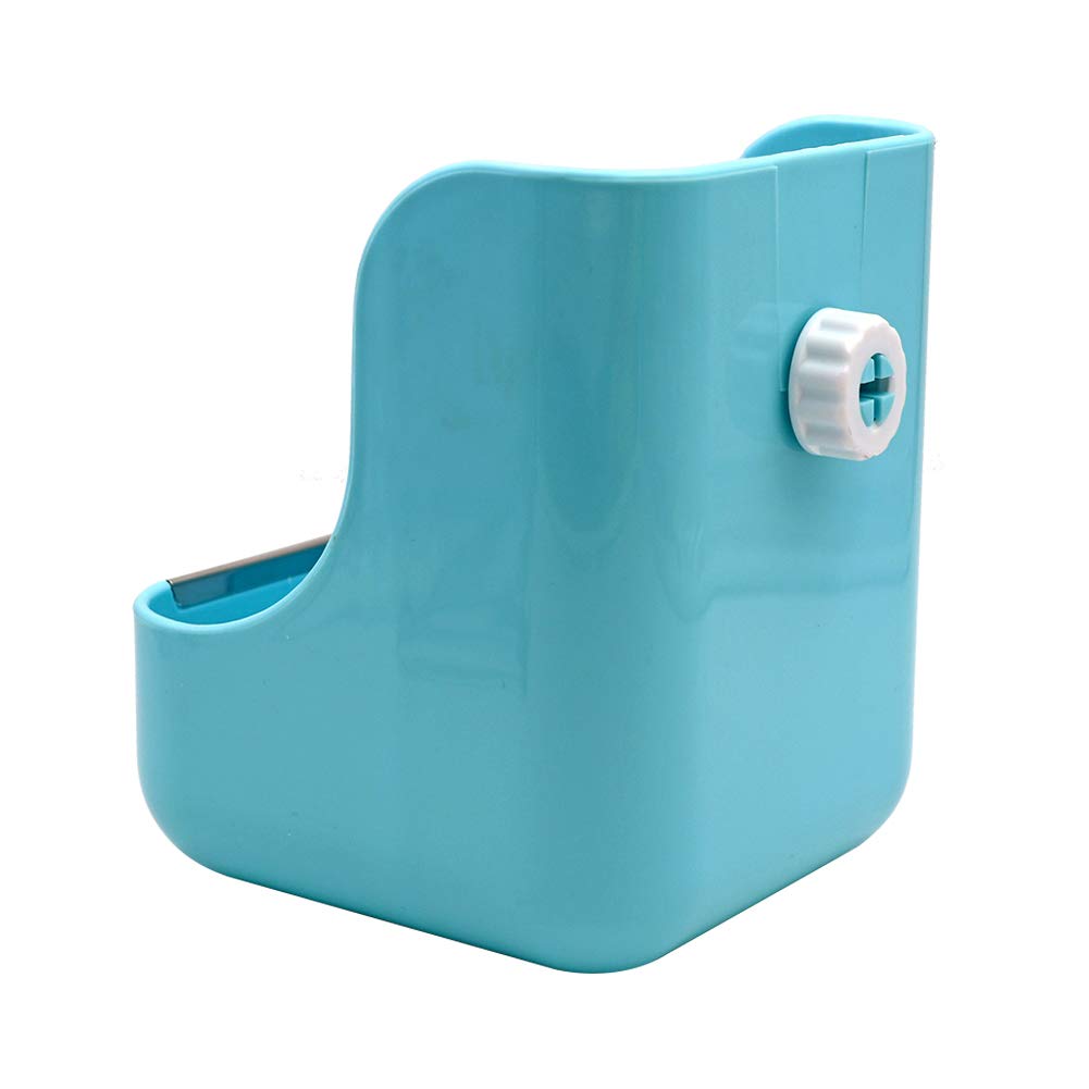 Mangiatoia 2 In 1 Per Conigli E Piccoli Animali - Dispensatore Fieno E Ciotola, Bl&ugrave;, Con Bordo Metallo