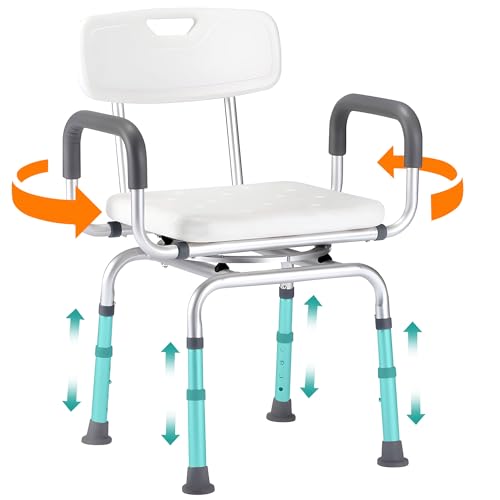 PETKABOO 360 Degree Shower Chair Swivel,Portable Seat with Armrests and